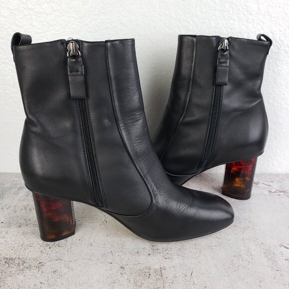 Kurt Geiger London Stride 70 Bootie Smooth Leather Black size 38 US 7.5 Heels - Picture 14 of 16